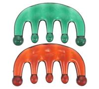 VILLFUL 2 Pièces Peigne de Massage pour Cuir Chevelu à Cinq Dents en Résine Portable, Forme Unique, Prise en Main Facile, Soin Quotidien des Cheveux pour Types de Cheveux