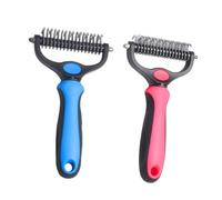 VILLFUL 2 Pièces Peigne Démêlant Double Face pour Chats et Chiens Brosse Anti-perte Douce et Outil de Toilettage Sans Douleur pour Poils -longs à Longs Noir-bleu Rose