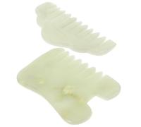 VILLFUL 2 pièces Peignes de Massage Jade Naturel Peigne Gua Sha Visage et Chevelu Masseur Détente Musculaire et Circulation Sanguine Outil de Soin pour Relaxation Faciale et Capillaire