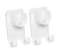 VILLFUL 2 Pièces Support Tringle Rideaux Adhésif sans Perçage Double Crochets Multifonctions pour Barre de Tension Support Stable pour Rideaux et Serviettes Fixation Murale Pratique pour