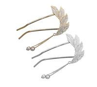 VILLFUL 2 Pièces U-shape Hair Stick Set With Rhinestone Tassel And Pearl For Wedding Bridal Updo Lightweight Chinese Plume Hairpin For Women Party And Formal Styles