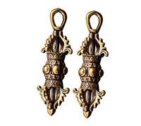VILLFUL 2 pièces Vajra Pestle Pendant Laiton Vintage de Pendentifs Rétro de Sagesse et Protection Accessoires et Durables pour Clés ou Rituels