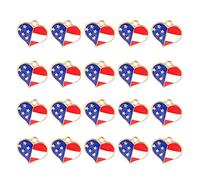 VILLFUL 20 pièces Breloques Forme de Cœur Drapeau Américain pour Fabrication de Bijoux Charms Indépendance et Amour pour Colliers et Bracelets Accessoires DIY Fête Nationale Américaine