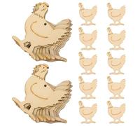 VILLFUL 20 Pièces Décorations Suspendues Bois Forme Coq pour Bricolage DIY Créatif Accessoires de Pâques Tranches Bois Lisses Durables avec Corde