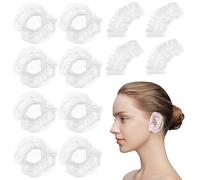 VILLFUL 200 pièces Disposable Transparent Ear Covers For Shower And Hair Dye Protection Thick Elastic PE Plastic Ear Protectors Easy To Use Coverings For Bath And Salon
