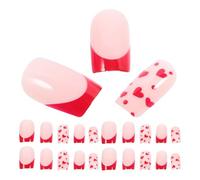 VILLFUL 24 Pièces Faux Ongles Courts Cœur Press Abs Durables pour Saint-valentin Facile à Appliquer et Portable Salon et DIY pour Femmes et Ados