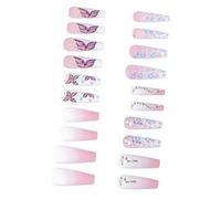 VILLFUL 24 pièces Faux Ongles Press Design Cœur Dégradé avec Motifs d'Ailes pour Femmes Filles Ongles Artificiels Autocollants Faciles à Poser Manucure DIY Élégante et Résistante