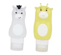VILLFUL 2pcs Flacon Distributeur de Lotion en Silicone Étanche 90ml et 70ml pour Cosmétiques, pour Voyage en Plein Air Forme Cheval et Girafe