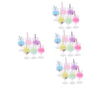 VILLFUL 3 Ensembles Miniature Bubble Tea Cups Décor Réaliste Pour Accessoires De Simulation Alimentaire Colorés 6 Pièces * 3