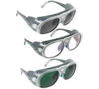 VILLFUL 3 paires Lunettes de Soudage de Protection Robustes avec Verres Transparents Anti-impact pour Cyclisme Protection la Poussière Éclaboussures et Soudure à Arc