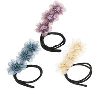 VILLFUL 3 pièces Bun Maker For Thin Hair Lazy Curler With Decorative Flowers Easy DIY Hair Styling Accessories For Women And Party And Daily Wear