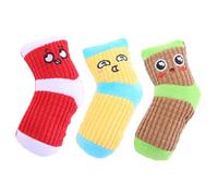 VILLFUL 3 pièces Chien Chaussettes Peluche Résistantes Morsure avec Sifflet pour Chiots Ennui Nettoie Dents Interaction