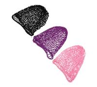 VILLFUL 3 Pièces Filets à Cheveux Crochetés Main Bonnets Mesh Élastiques pour Chignons Femme Filets Respirants pour Coiffure Occasions et Noir Rose