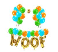 VILLFUL 35 pièces Set de Ballons pour Anniversaire de Chien Décoration Fête Danimaux Ballons Woof Bleus Verts Orange avec Lettres Scintillant Réutilisable et Facile à Gonfler