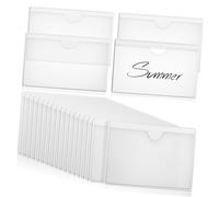 VILLFUL 36 Pièces Pochettes Adhésives Transparentes Autocollantes pour Étiquettes Format Horizontal Lot de Pochettes PVC pour Affichage Clair Étagères Supports pour Cartes Index et