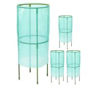 VILLFUL 4 Ensembles Cage de Protection pour Plantes Potagères avec Film Plastique Vert, Structure Robuste et Cadre Résilient, Protection Hivernale Réutilisable pour Jardinage en Extérieur