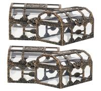 VILLFUL 4 pièces Boîte à Dragées Mariage Coffret Cadeau Transparent Vintage Petit Coffre Au Trésor Pirate pour Bonbons et Faveurs Léger et Pratique pour Fêtes