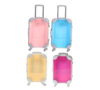 VILLFUL 4 Pièces Boîte de Rangement Transparente Valise Miniature pour Cosmétiques et Faux Cils Organisateur de Maquillage de Voyage Roues Simulées et Poignée