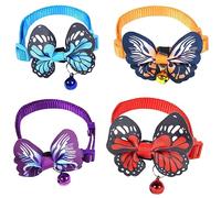 VILLFUL 4 pièces Collier Réglable pour Animaux de Compagnie de Bleu Rouge Jaune Accessoire Adorable pour et Chiens Pratique et Confortable pour Prendre des Photos