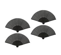 VILLFUL 4 Pièces Éventail Pliant Chinois Noir de Éventails à Main Ventilateur Portable pour Danse et Décoration de Style Rétro Accessoire Chic et Pratique