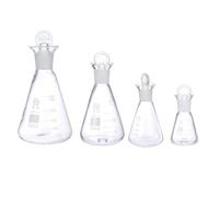 VILLFUL 4 pièces Flacon Verre Borosilicaté avec Graduation Flacon Expérience Professionnel Laboratoire Verre Épais Résistant sans Bulles Bavures