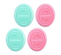 VILLFUL 4 Pièces Lot de 4 Brosses Méridiennes de Massage Exfoliant Peau, Plastique Léger, Couleurs Vert et Rose, Petit Format, Soins Corporels et Capillaires, Maison, Bureau et Voyage