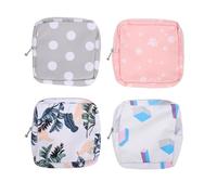 VILLFUL 4 pièces Lot de Hygiéniques Portables Résistants avec Fermeture Éclair Pochettes Délicates pour Serviettes Féminines Rangement Pratique pour Tampons et Protections