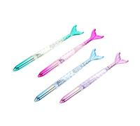 VILLFUL 4 Pièces Lot de Stylos Gel Mermaid Noir avec Queue de Sirène Colorée pour Étudiants et Fournitures Scolaires