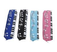 VILLFUL 4 Pièces Lot de Trousses à Crayons Oxford Étui à Stylos Notes de Musique Pochette pour Élèves et Accessoires de Piano Couleurs Noir Bleu Rose
