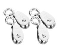 VILLFUL 4 pièces Mini Poulies Acier Inoxydable pour Câble et Fil Système de Levage Compact Poulie de Renvoi DIY pour Corde à Linge et Câble Métallique
