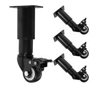 VILLFUL 4 pièces Pied de Table Métallique Réglable avec Roulette Pivotante de Meubles pour Armoire Canapé Lit et Table Basse Mobilité Facile et Hauteur Ajustable