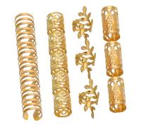 VILLFUL 40 Pièces Anneaux à Cheveux en Alliage Doré pour Tresses Dreadlocks, Accessoires Faciles à Utiliser pour Mariage et Performances sur Scène