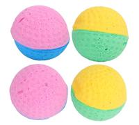VILLFUL 4pièces Lot de Balles Latex Colorées pour Chat Jouets Interactifs Mousse Stimulent Instincts Naturels Protègent Meubles Et Renforcent Lien avec Chat