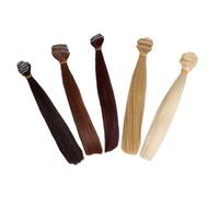 VILLFUL 5 Pièces Bundles de Cheveux Synthétiques Droits pour Poupées Fibres Résistantes Chaleur Grandes Dimensions pour Création de Perruques DIY Cosplay et Accessoires Bjd