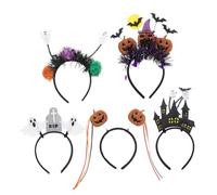 VILLFUL 5 Pièces Halloween Headbands Set Cat Ears Ghost Pumpkin Hair Accessories Lightweight Adjustable For Costume Parties Cosplay And Seasonal Decorations