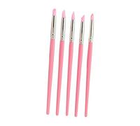 VILLFUL 5 pièces Lot de Stylos Sculpture Ongles Silicone pour Nail Art Pinceaux Doux pour Modelage Outils de Dessin Précis Rose
