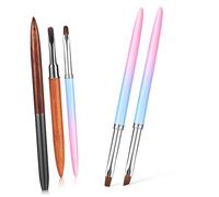 VILLFUL 5 pièces Set de Pinceaux Nail Art Bois Naturel Brosse Ongles Ronde Plate Biseautée Nettoyage Vernis Manucure DIY Poignée Légère Résistante Au Dissolvant Couleur Couleur Aléatoire