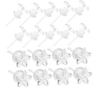 VILLFUL 50 ensembles Transparent Resin Earring Backs With Flower Design Lightweight Durable Ear Stoppers For Women Simple And Safety Plugs