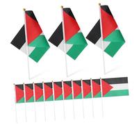 VILLFUL 50 pièces Drapeaux à Main Palestine Petits Drapeaux pour Manifestations Sportives et Célébrations Bâton Léger pour Agitation Facile