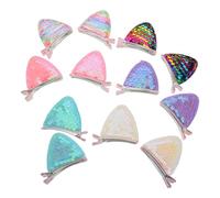 VILLFUL 6 Paires Barrettes Oreilles de Chat pour Filles Clips à Paillettes avec Pince Canard Accessoires de Coiffure Légers et Confortables Décorations Étincelantes pour Fêtes et Cosplay