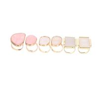 VILLFUL 6 pièces Anneaux Palette Nail Art Résine pour Mélange Couleurs Manucure DIY Professionnelle Mini Palette Blanche Colorée et Rose Formes Éventail et Carré Accessoires Ongles