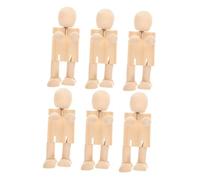 VILLFUL 6 Pièces Figurines à Peindre DIY Robotiques Personnages Uniques pour Exploration Éducative Formes et Mécanismes Articulés Jouets Créatifs Beige