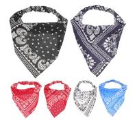 VILLFUL 6 pièces Foulard Cheveux Triangle Chiffon Léger Élastique et Confortable pour Femmes Bandana Floral Ajustable Vin Rouge Blanc Noir Bleu Marine Rouge Vif Bleu Lac