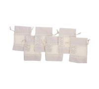 VILLFUL 6 Pièces Sachets Toile avec Broderie Dentelle pour Bonbons et Bijoux Pochettes Élégantes pour Fêtes Garçon Fille et Projets Diy