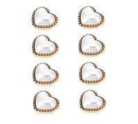VILLFUL 8 Pièces Bouton Perle Amour Bouton Plat En Nacre Boutons De Coeur Bouton Décoratif Embellissements De Coeur Boutons De Perles Blanches Boutons Blancs Boutons à Coudre Carte