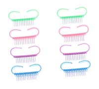 VILLFUL 8 Pièces Brosse à Ongles Forme Sabot Nettoyage Poussière Outils Manucure Plastique Poignée Facile Femmes Filles