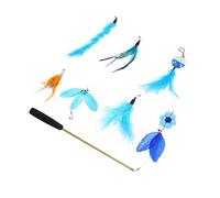 VILLFUL 8 pièces Jeu Interactif pour Chat Ensemble Plumes et Sonnettes Stimule Instinct de Chasse des Félins pour Couleur Aléatoire Couleur Aléatoire