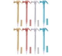 VILLFUL 8 pièces Lot de Stylos Gel Forme Marteau Encre Lisse pour Écriture et Test Papeterie Scolaire et Bureau Couleurs Assorties Rouge Argent Or Bleu