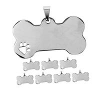 VILLFUL 8 Pièces Médailles Identification Acier Inoxydable pour Animaux Tags pour Chiens et Os Couleurs Disponibles Accessoires Personnalisés pour Nom Animal Standard