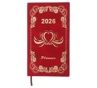 VILLFUL Agenda Quotidien 2026 Rouge A6, Carnet de Planification 365 Jours, Planificateur de Travail de Bureau et Agenda D’études, Organiseur Hebdomadaire et Mensuel pour Productivité